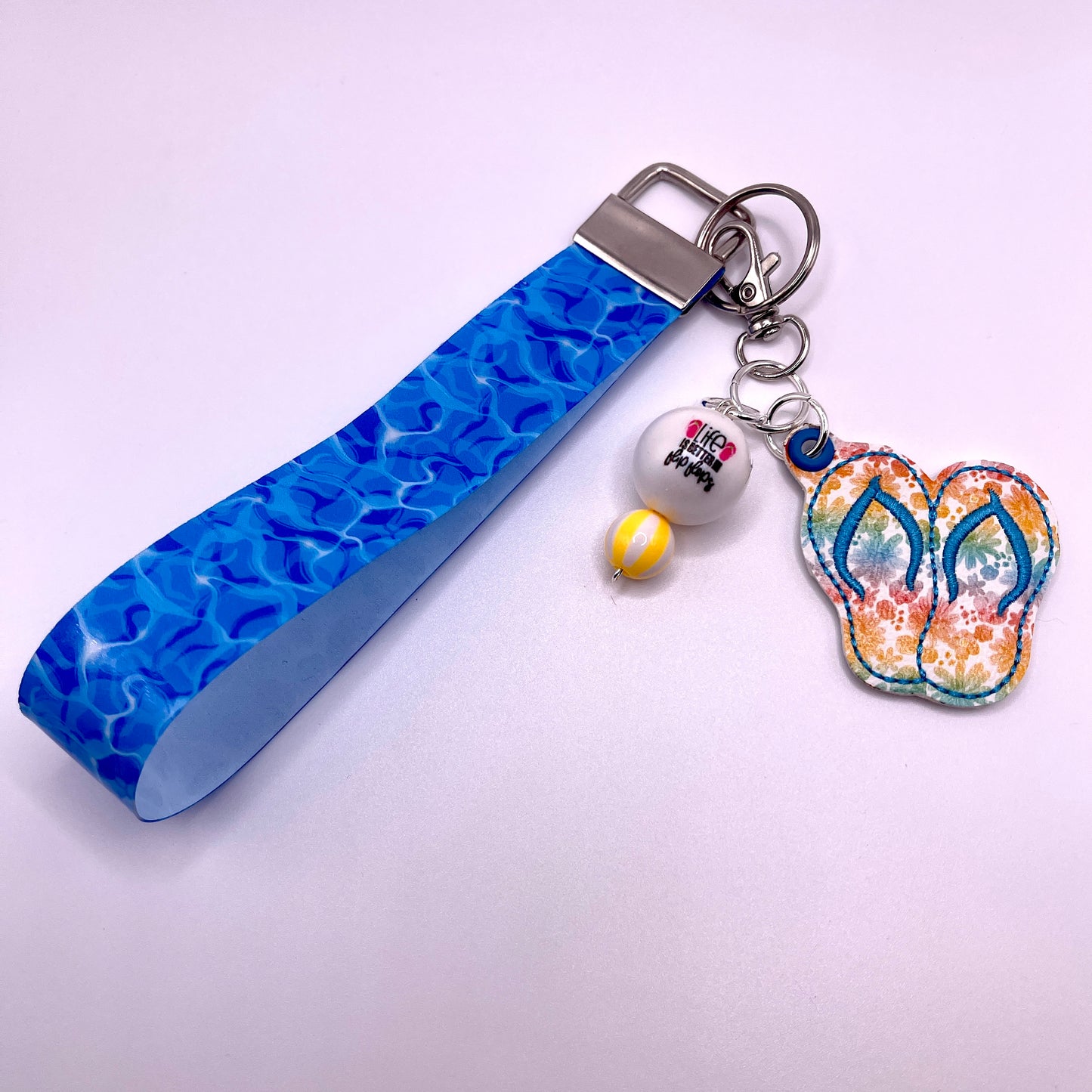 Flip Flop with Flowers Keychain and Wristlet