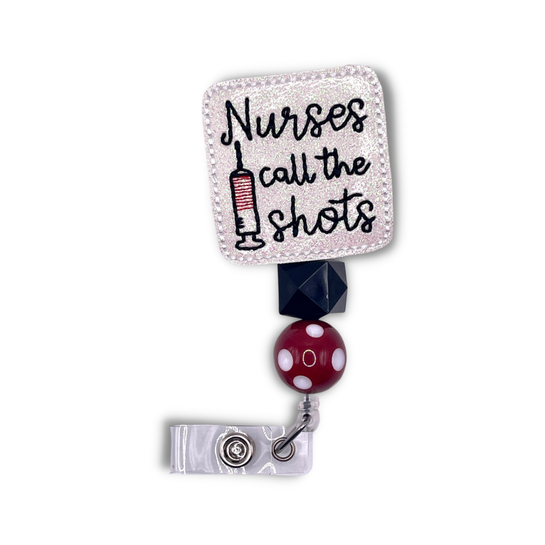 Nurses Call the Shots Beaded Badge Reel