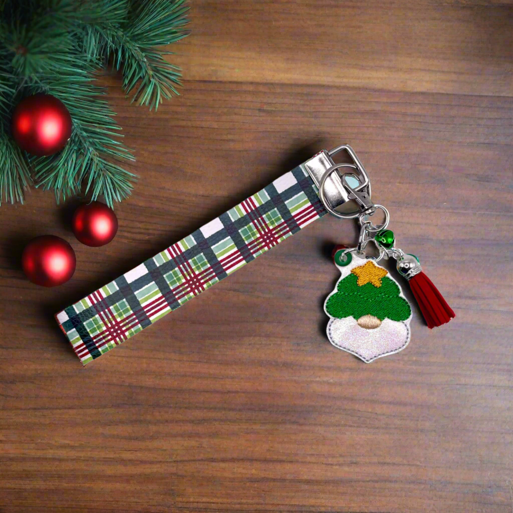 Christmas Tree Gnome Keychain and Wristlet