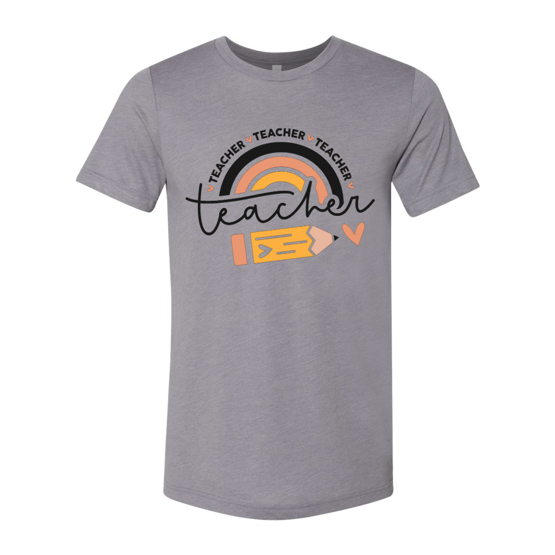 Teacher Rainbow with Pencil T-Shirt