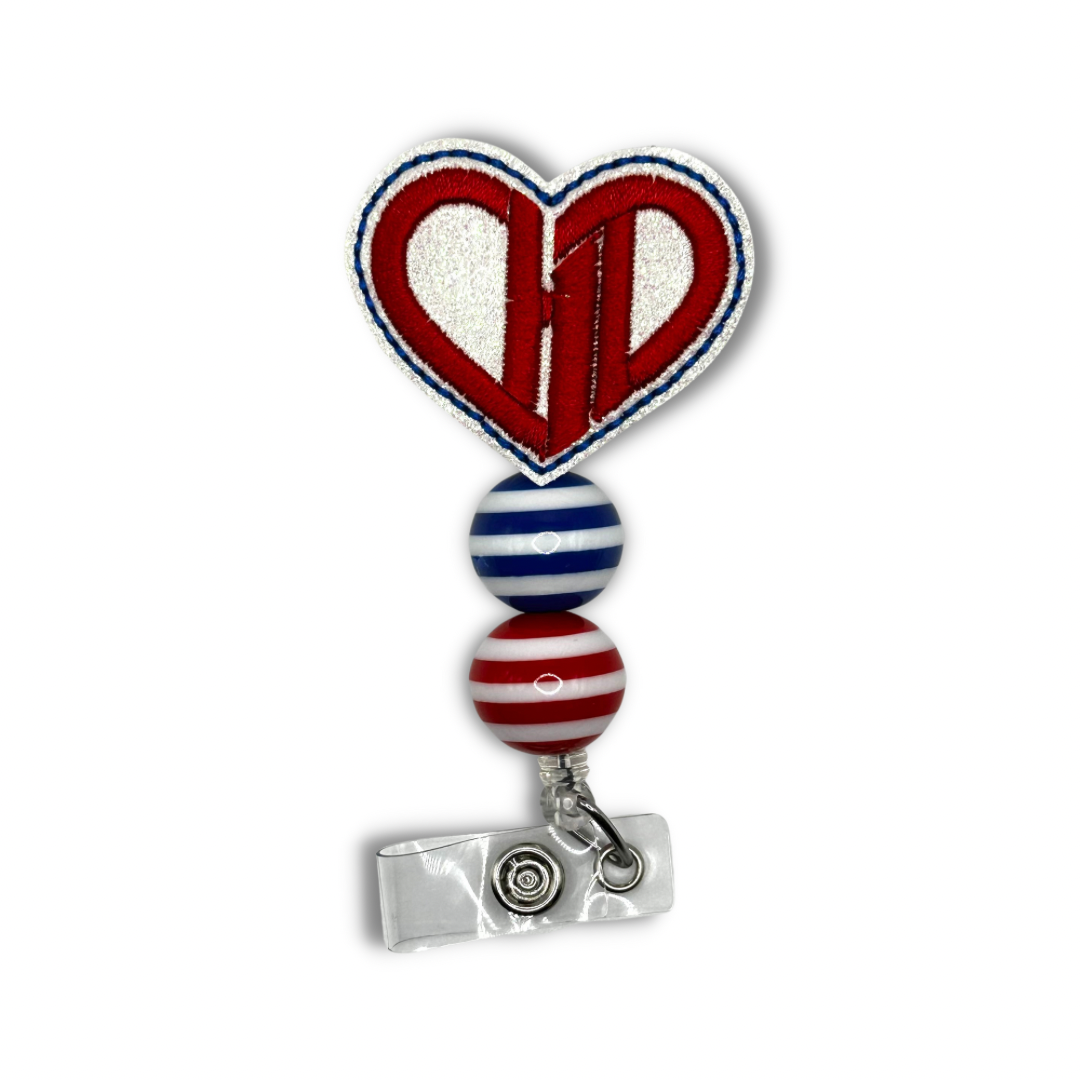 Congenital Heart Defect Beaded Badge Reel