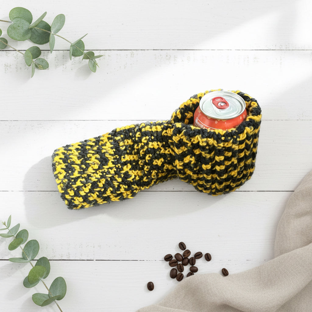 Black and Yellow Mitten Can Cozy