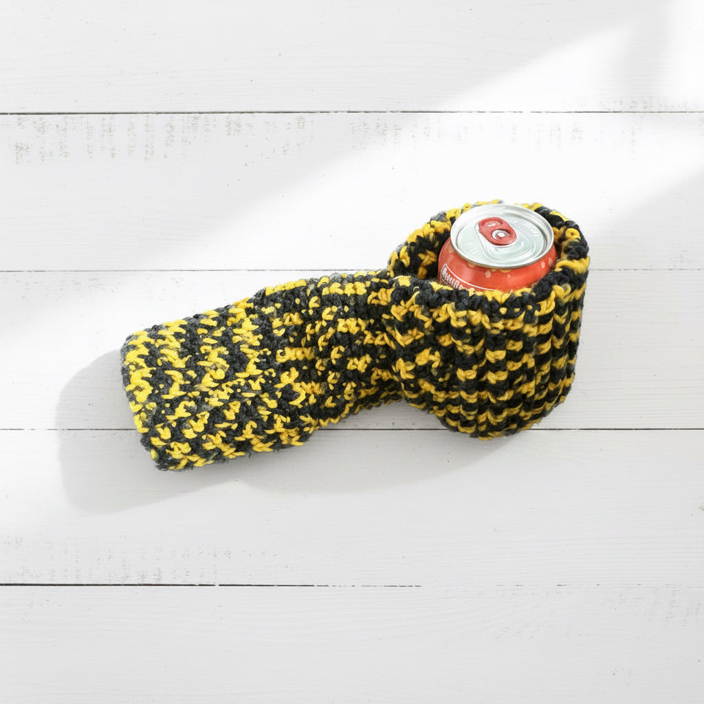 Black and Yellow Mitten Can Cozy