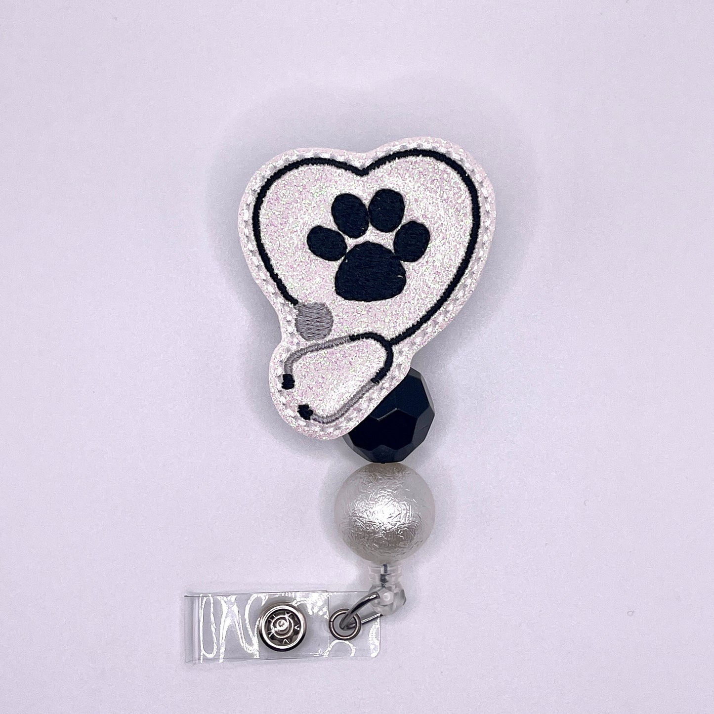 Paw Stethoscope Beaded Badge Reel