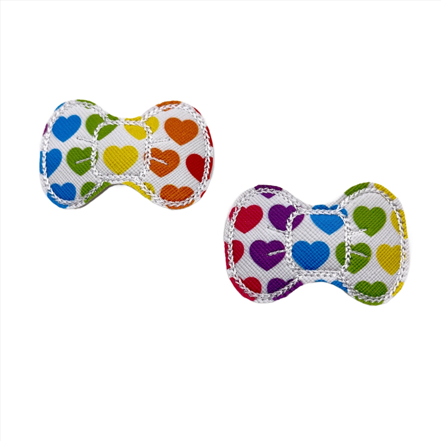 Rainbow Heart Bow Clips