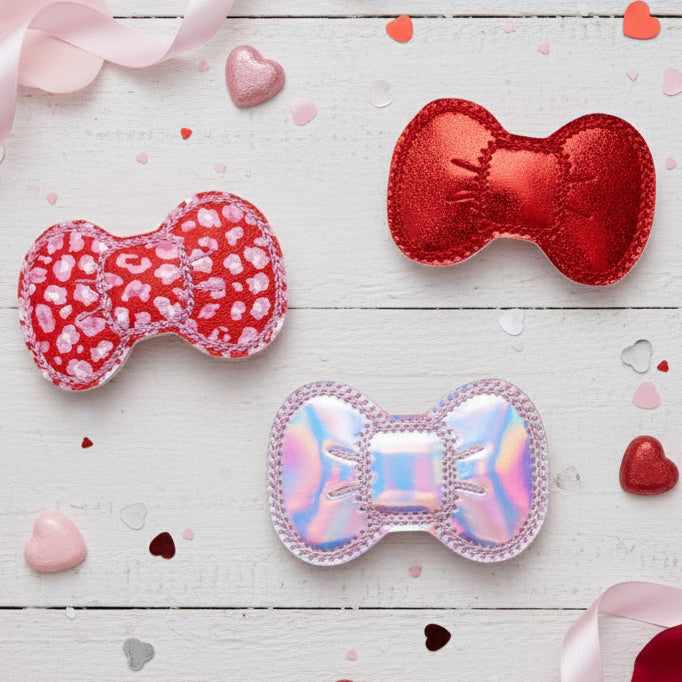 Red and Pink Leopard Hair Bow Clip Set | 3 Blue Pineapples