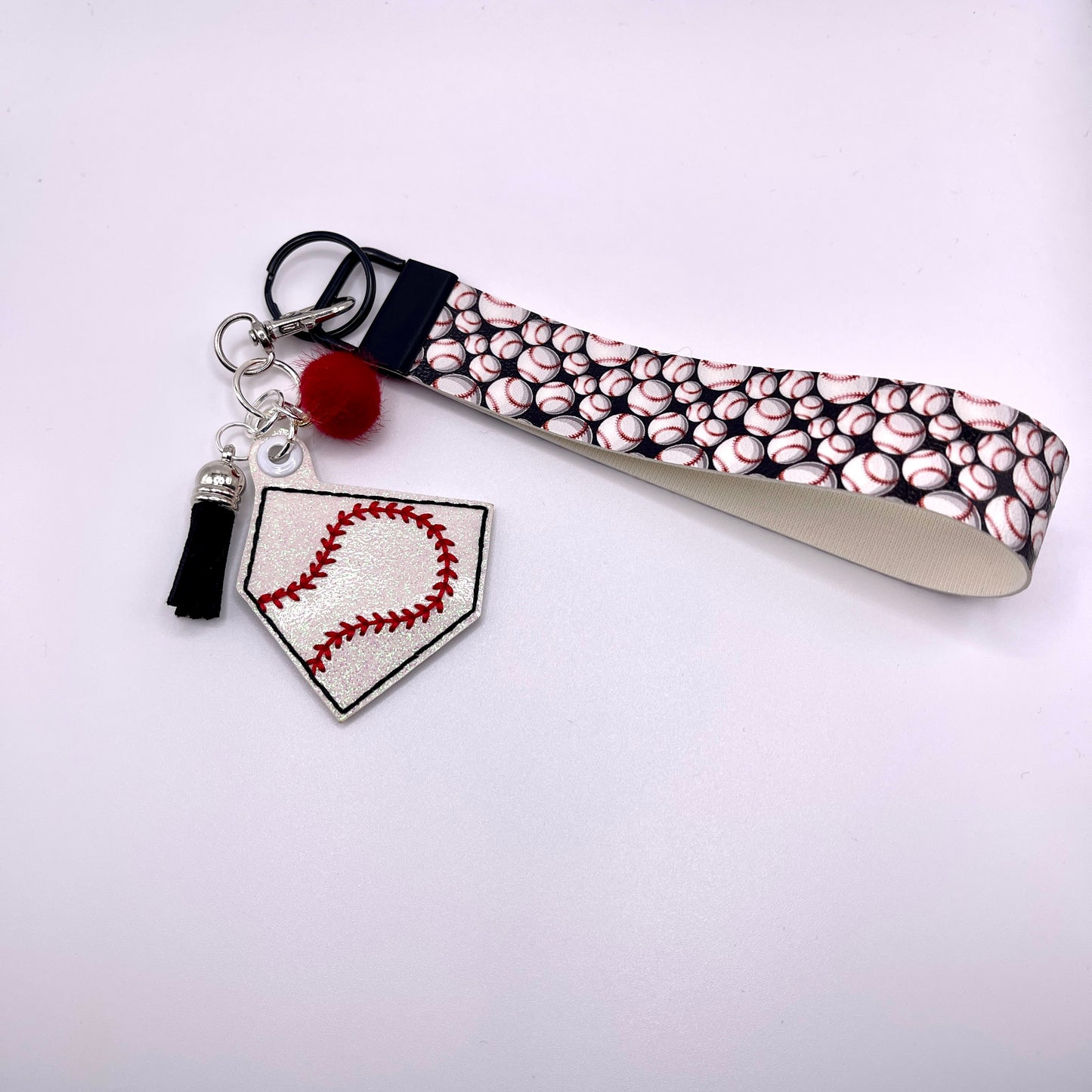 Home plate Baseball Keychain and Wristlet