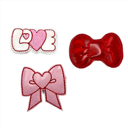 Love Hair Bow Clip Set | 3 Blue Pineapples