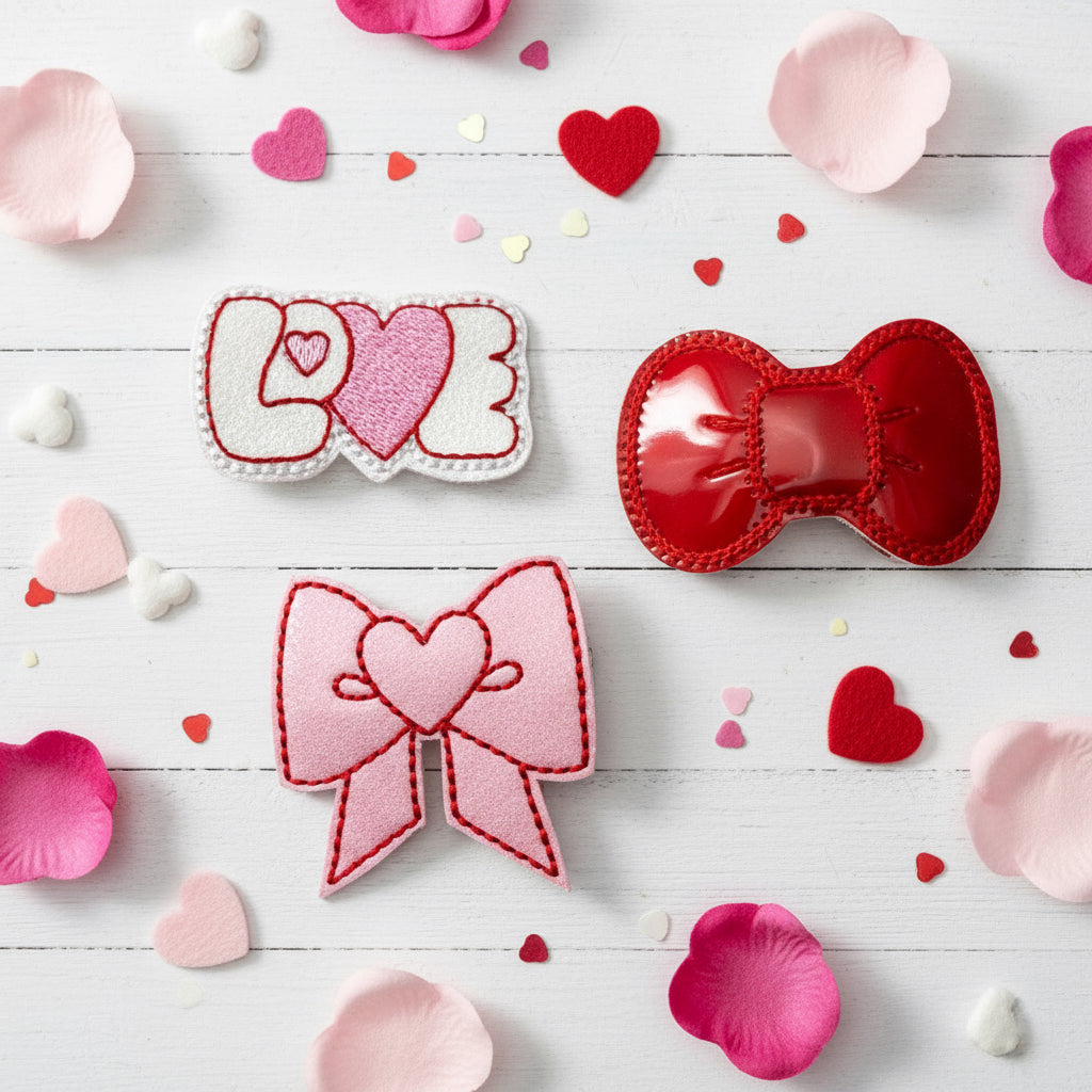 Love Hair Bow Clip Set | 3 Blue Pineapples