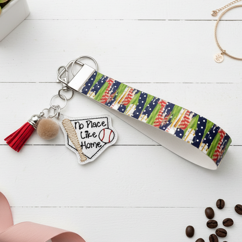 No Place Like Home Baseball Keychain and Wristlet