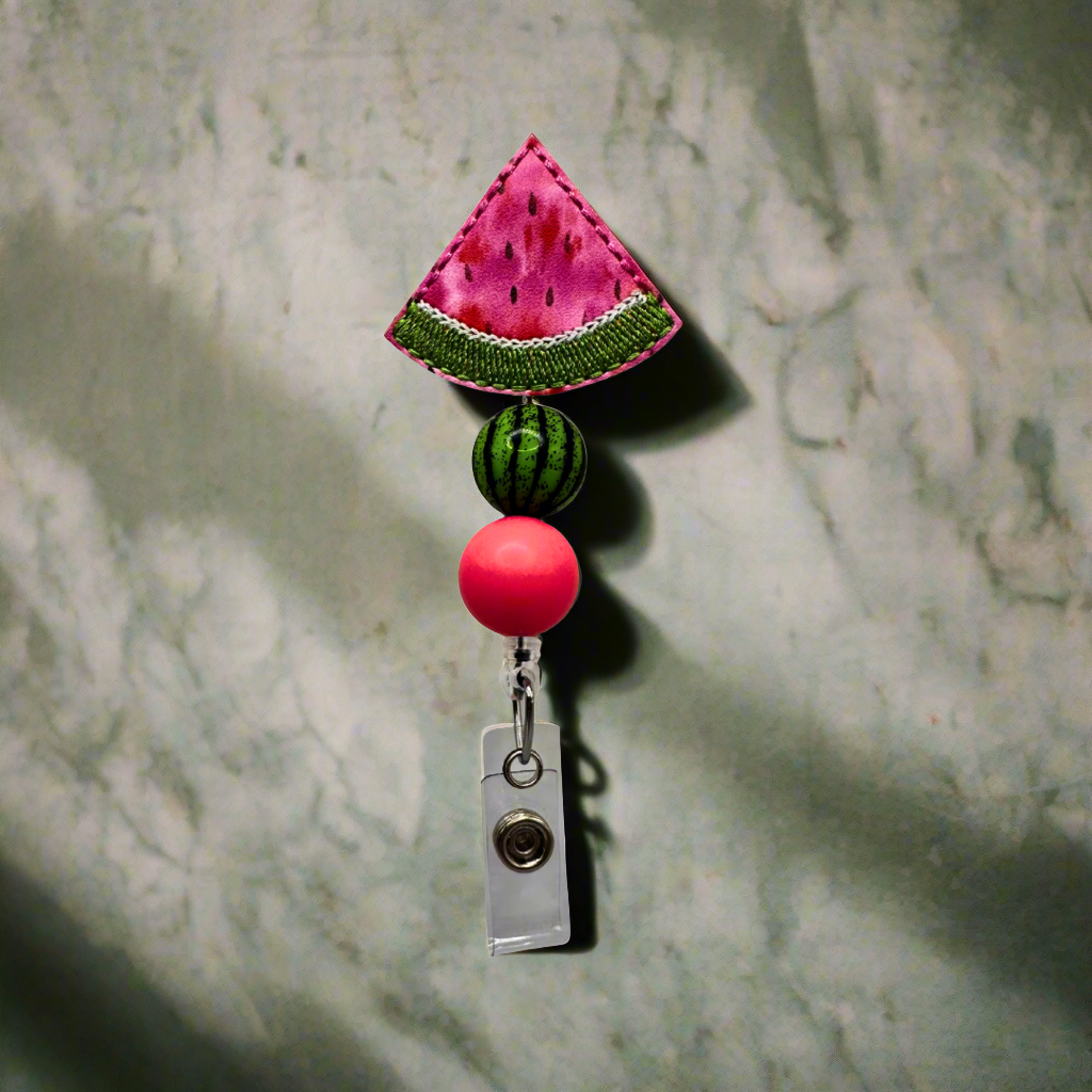 Pink Watermelon Wedge Badge Reel