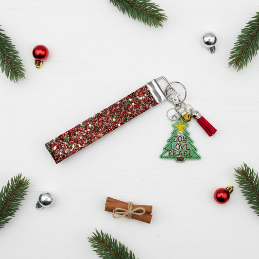 Joy, Love, Peace Tree Keychain and Wristlet