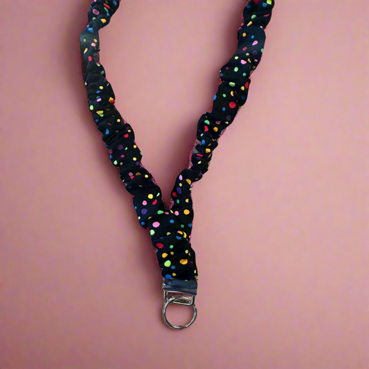 Colored Polka Dot Scrunchie Lanyard
