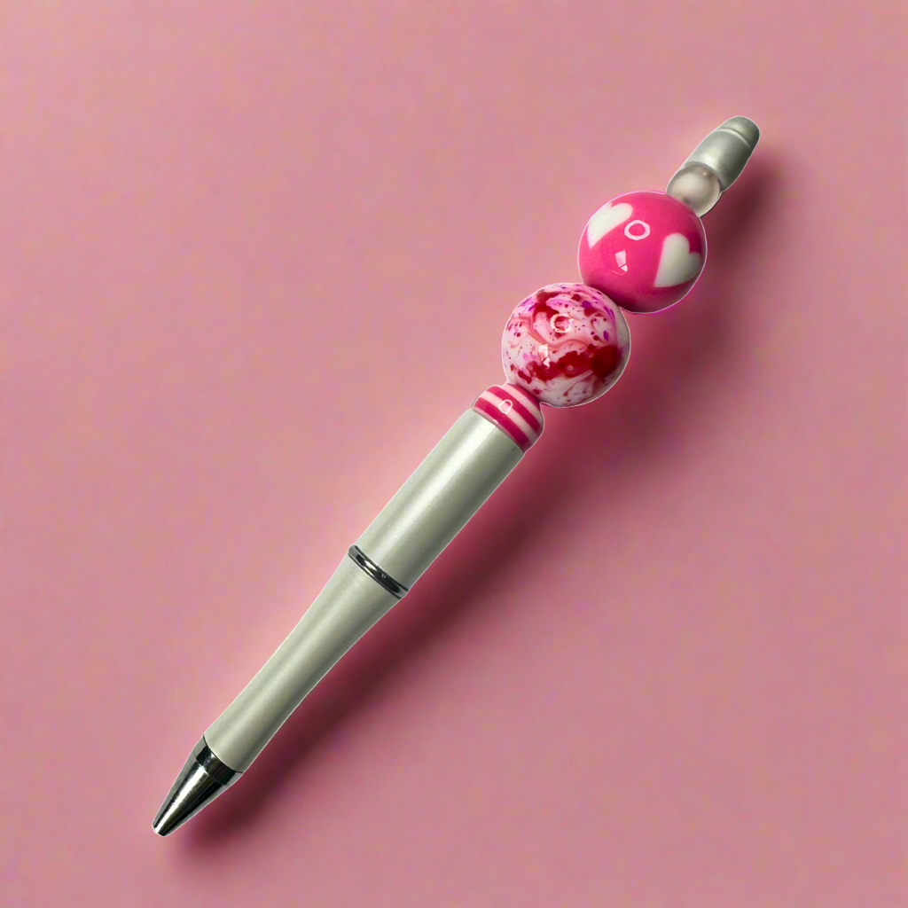 Pink Heart Beaded Pen