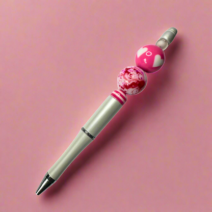 Pink Heart Beaded Pen