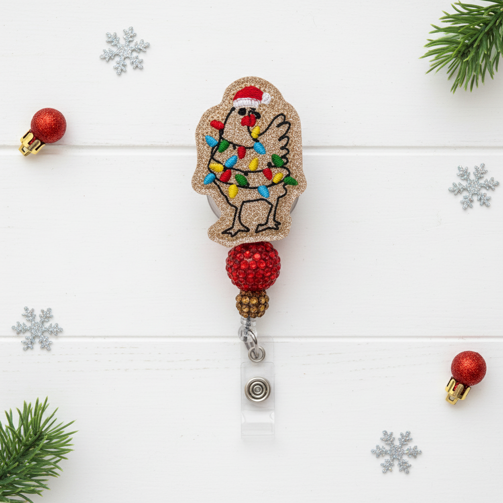 Christmas Light Chicken Badge Reel