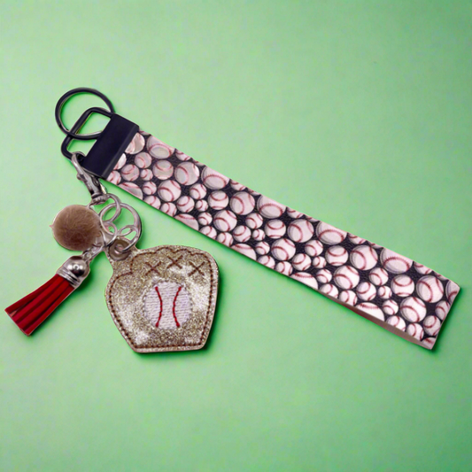 Baseball Glove Keychain and Baseball Wristlet