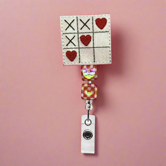 Heart Game Beaded Badge Reel