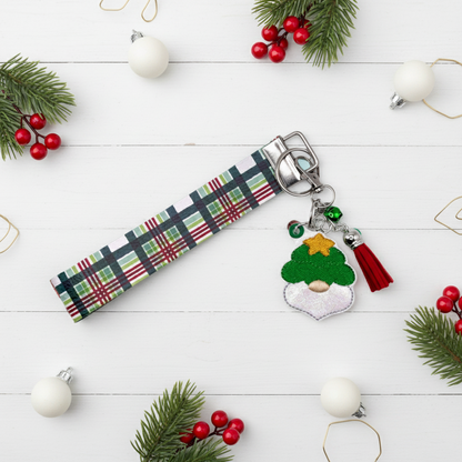 Christmas Tree Gnome Keychain and Wristlet