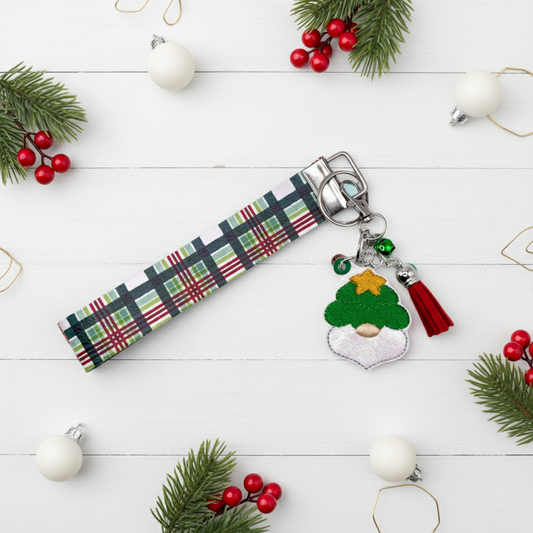 Christmas Tree Gnome Keychain and Wristlet