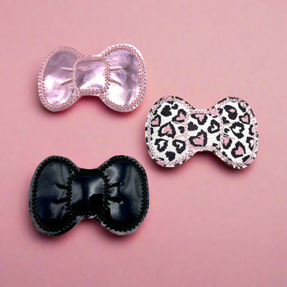 Valentine Leopard Hair Bow clip Set