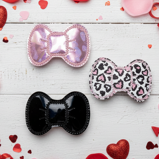 Valentine Leopard Hair Bow clip Set