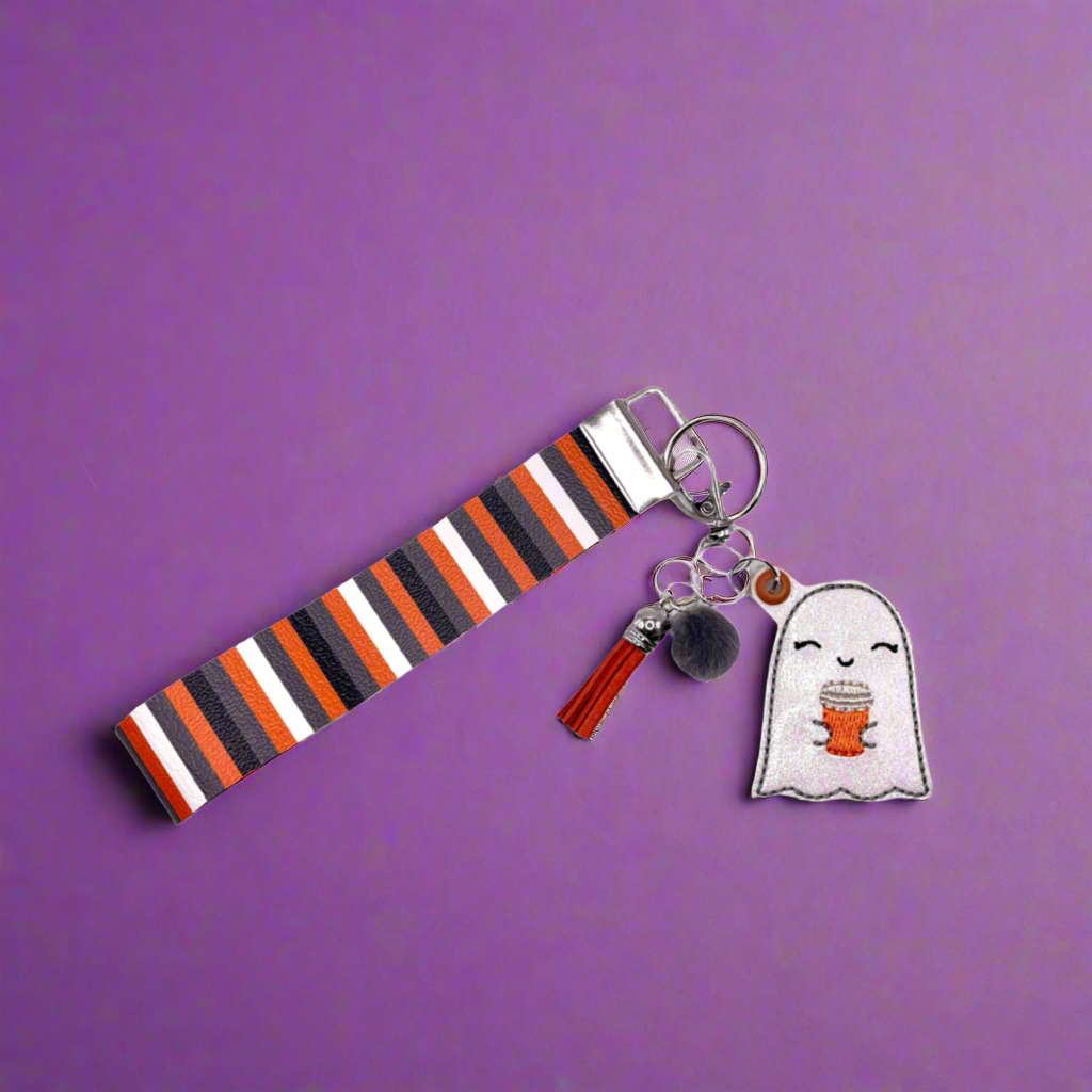 Ghost with Coffee Keychain and wristlet