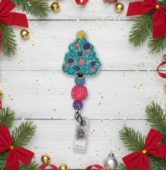 Pastel Christmas Tree Badge Reel