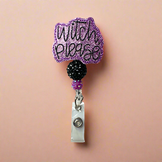 Witch Please Beaded Badge Reel