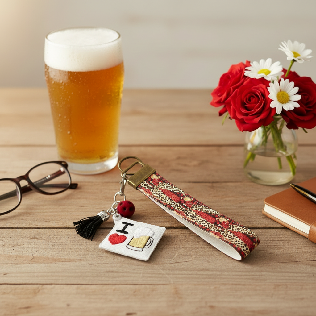 I Love Beer Keychain and Wristlet