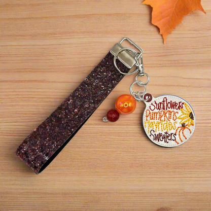 Sunflowers, Pumpkins, Hayrides, Sweaters Keychain and Wristlet