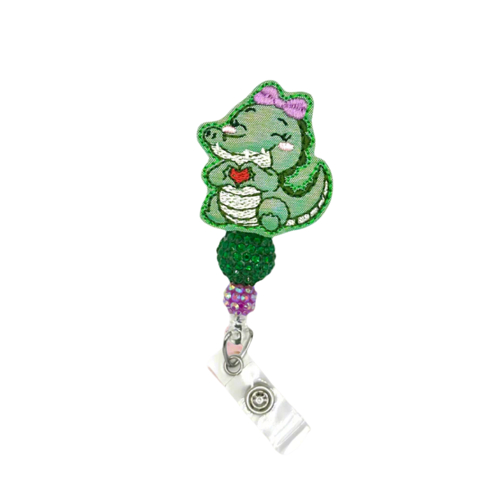 Cute alligator badge reel