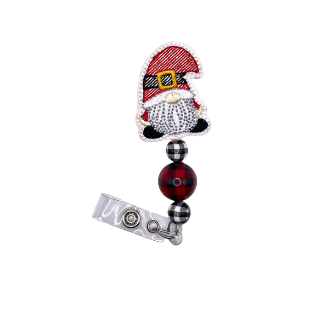 Santa Gnome Beaded Badge Reel