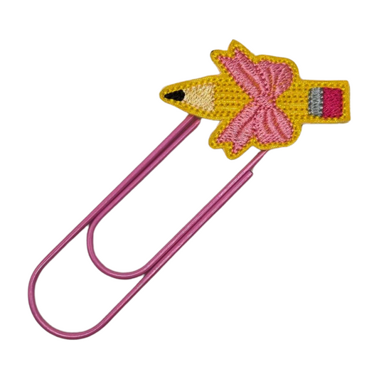 Pencil with Bow Oversized Paperclip