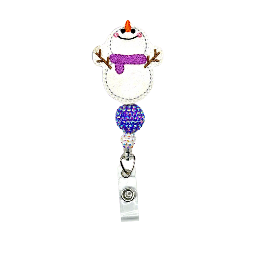 Snowman With Scarf Badge Reel