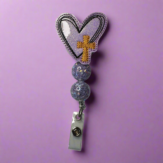 Purple Heart with Cross Badge Reel