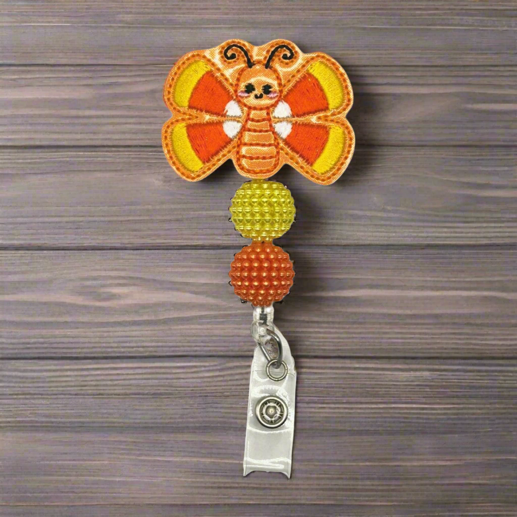 Candy Corn Butterfly Badge Reel