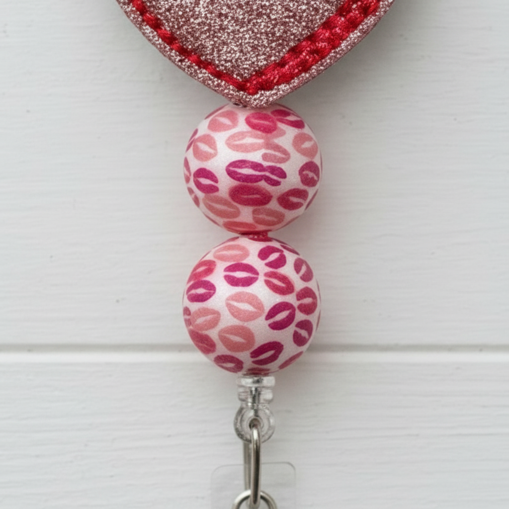 Nerdy Heart Beaded Badge Reel