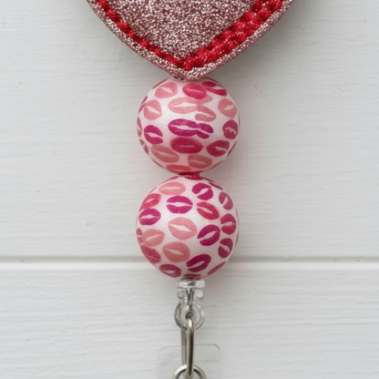 Nerdy Heart Beaded Badge Reel