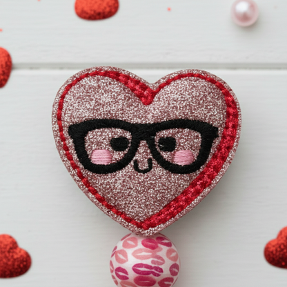Nerdy Heart Beaded Badge Reel