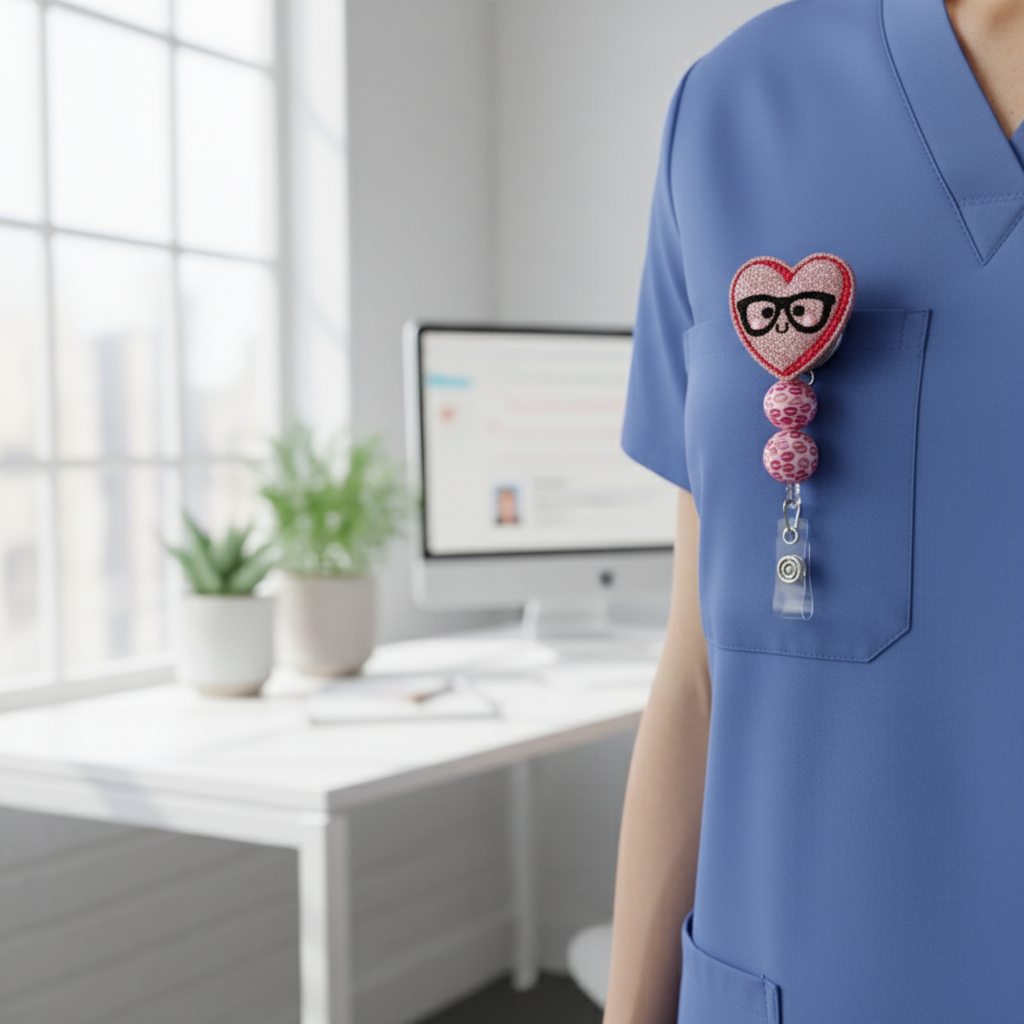 Nerdy Heart Beaded Badge Reel