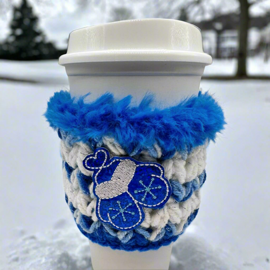 Blue Mittens Coffee Cozy