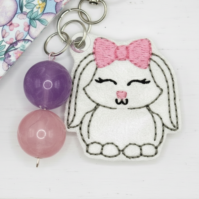 Bunny with Bow Keychain and Wristlet