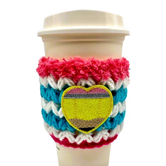 Pencil Heart Crocheted Coffee Cozy