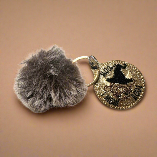 Moo I mean Boo Pom Pom Keychain