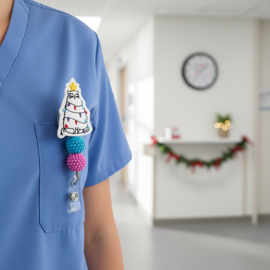 Cat Tree Beaded Badge Reel