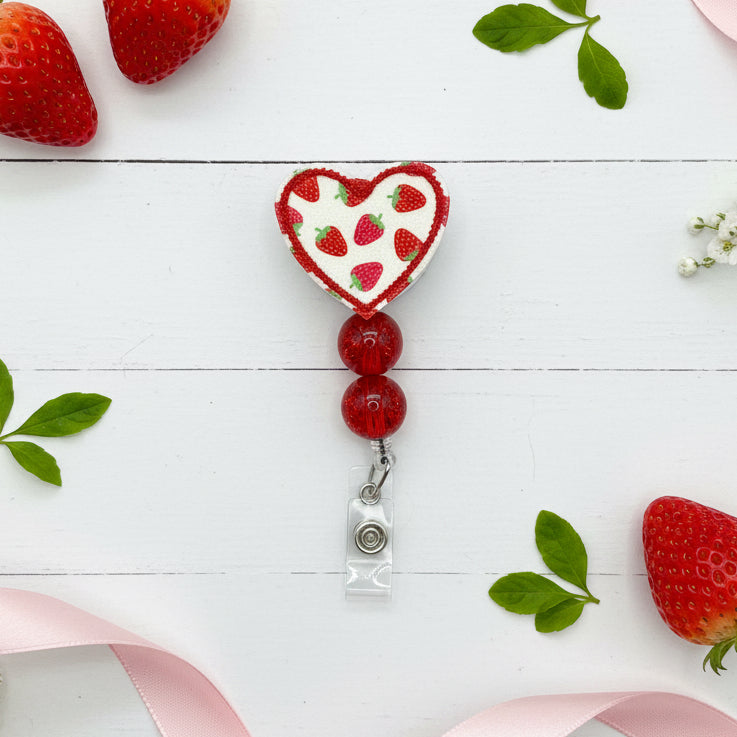 Strawberry heart badge reel