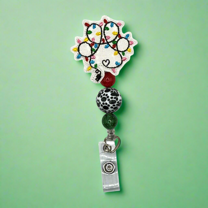 Christmas Light Paw Badge Reel