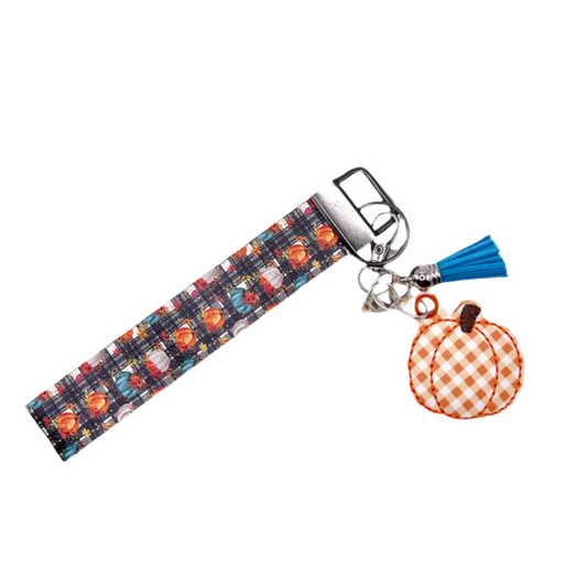 Plaid Pumpkin Keychain and wristlet