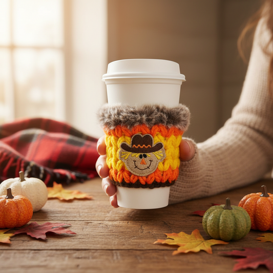 Scarecrow coffee cozy